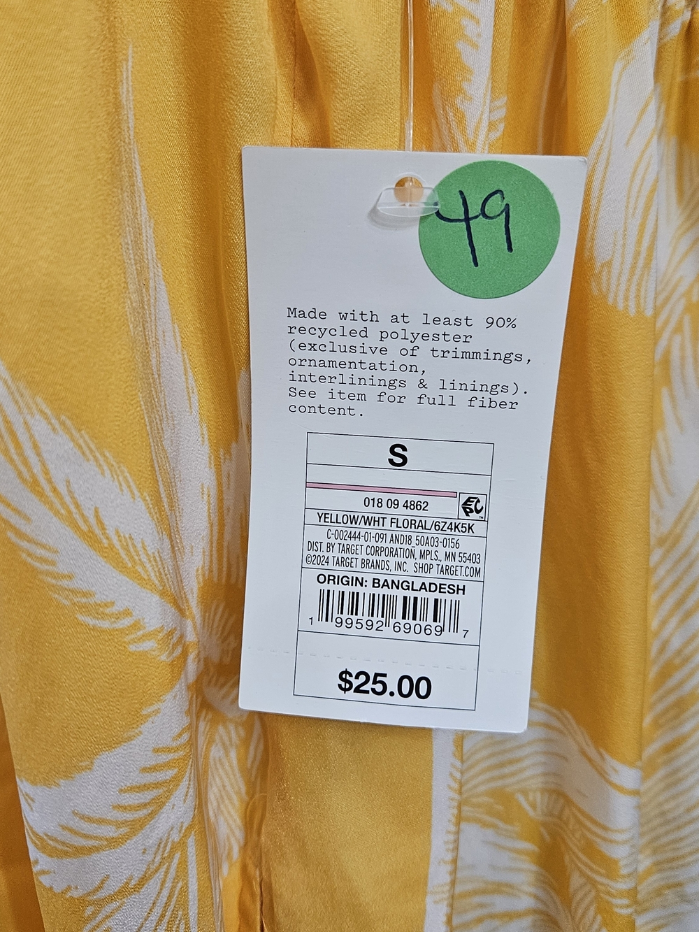 A New Day Women's Tropical Print Halter Mini Dress – Yellow/White | Size Small - Picture 6 of 10